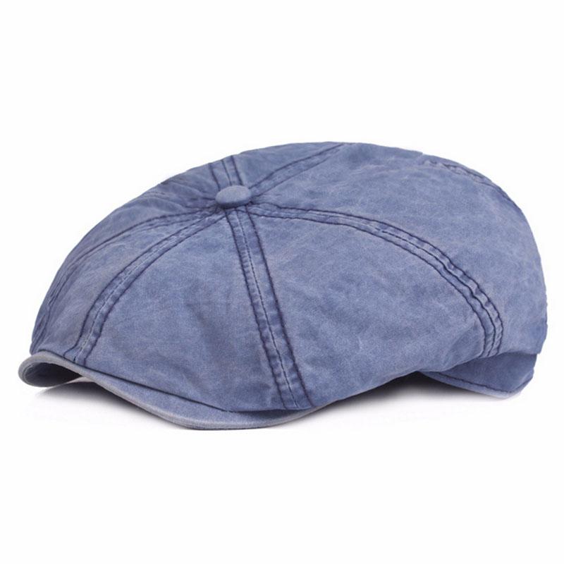 

Berets Classic Retro Western Men Women Cotton Gastby Octagonal Flat Caps Vintage Washed Denim Beret For WomenBerets, Blue