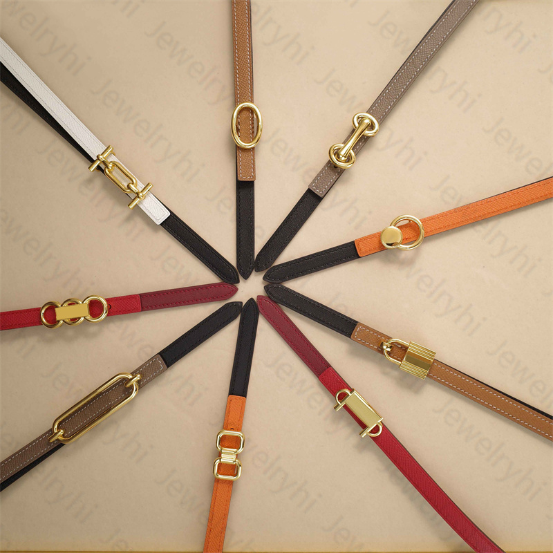 

Belt Gold Buckle for Womens Narrow Waistband Belts Genuine Cowhide Width 1.3cm 12 Style 6 Color Top Quality, Black