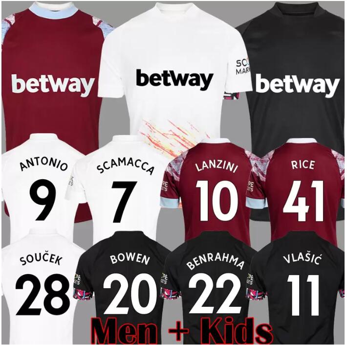 

West 22 23 Hames Home soccer jerseys 2022 2023 LANZINI ANTONIO FORNALS RICE football shirt YARMOLENKO BOWEN LINGARD Haller Jersey Men Kids Kit full set sock, Blue