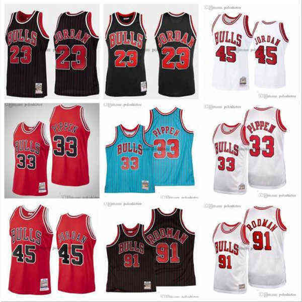 

''NBA''Mitchell&Ness Basketball Jerseys 23 MJ 45 JD Scottie 33 Pippen Dennis 91 Rodman 1994-95-97-98 Classics Vintage Black Embroidery Mesh, Men jersey