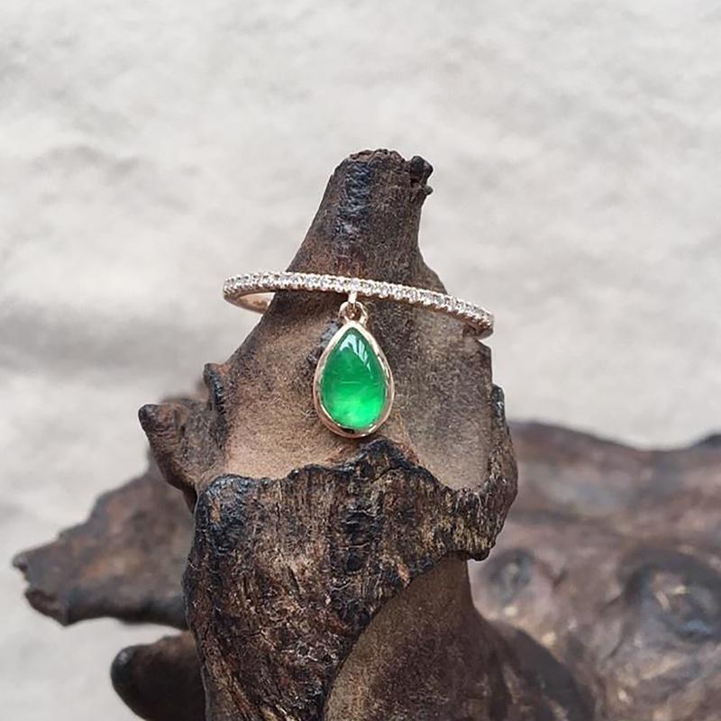 

Cluster Rings Natural Hetian Jasper Drop-shaped Opening Adjustable Ring Exquisite Small Charm Women's Brand Silver JewelryCluster