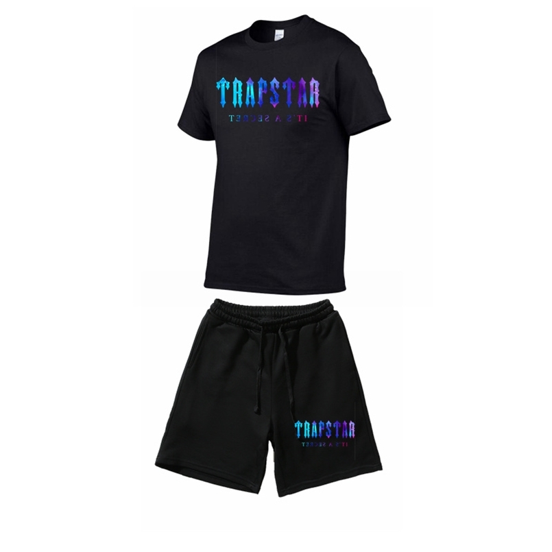 

Summer TRAPSTAR Men' Clothing T-Shirt Tracksuit Harajuku Tops Tee Funny Hip Hop Color T Shirt Beach Casual Shorts Set 220602, Color 2