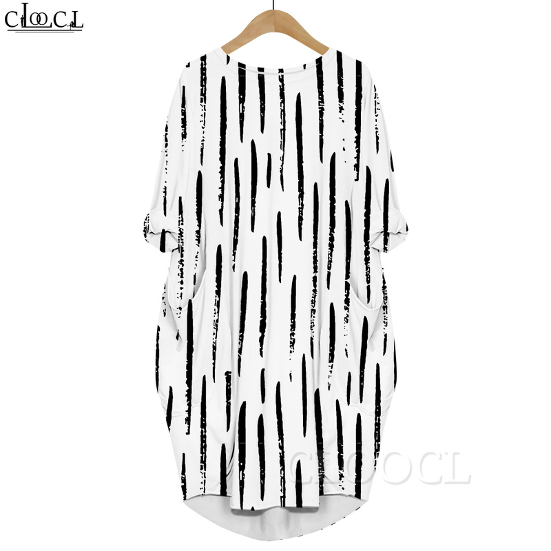 

Women Dress Vertical Stripes 3D Graphics Printed Dress Long Sleeve Party Skirt Casual Pocket Female Dresses White Dress 220616, Long sleeved dress 9