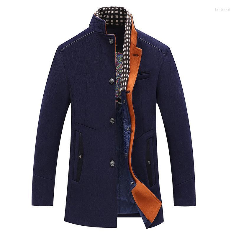 

Men' Wool & Blends Winter Trench Woolen Coat For Men Clothing Casual Blend Jackets Male Fashion Thick Outerwear Warm Windbreake Kend22, Black