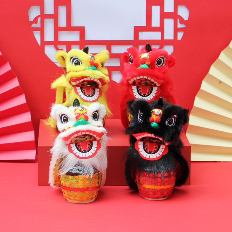 

Mascot doll costume Lion Dance Ornaments Foshan Hand-wake Lion Car Decoration Chinese Style Gift South Lion Head Gift Jewelry, Red