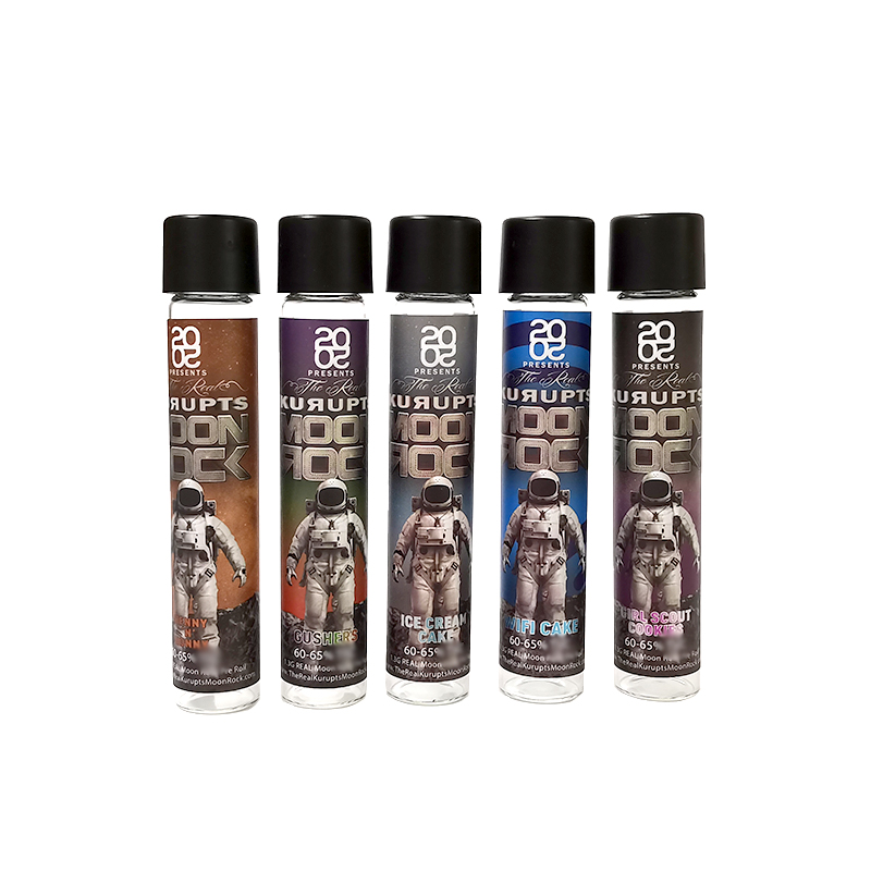 

Moonrock Glass PreRoll Package Tube bottle 1.3g moon rock pre roll tubes with strain labels cali packs joint doob tube