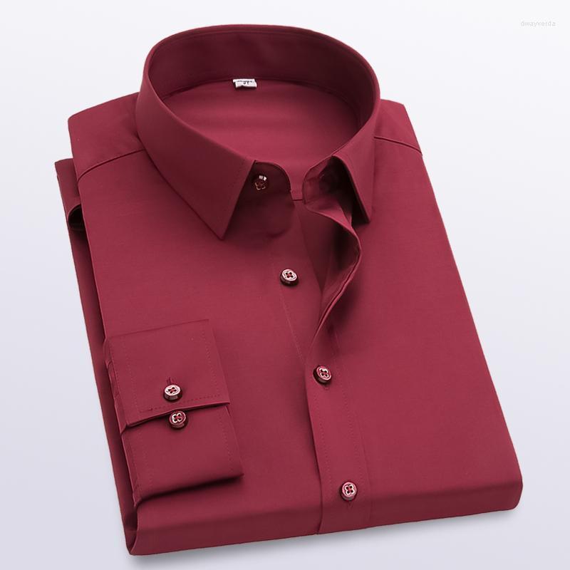 

Men's Dress Shirts Formal Solid Long Sleeve Slim Fit Blouse Chemise Homme Business Social Shirt Male Stretch Camisa MasculinaMen's Dway22, Black