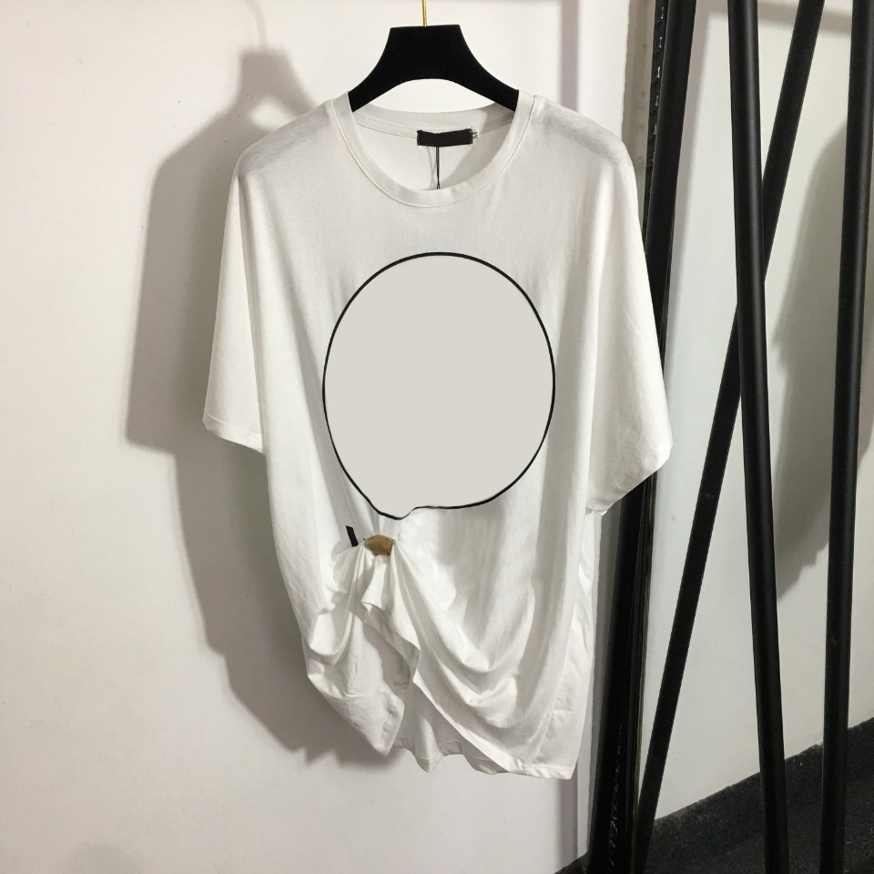 

Casual Loose Women T Shirt Metal Pin Decoration Tees Summer Breathable Cotton Tops Shirts, White
