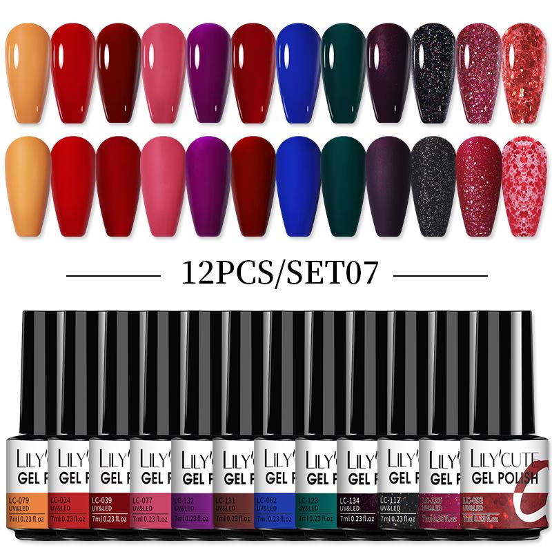 

Nail Art Kits Gel Polish Set Semi Permanent Soak Off Hybrid Varnish Base Top Matte Coat Needed UV LED VarnishesNail KitsNail