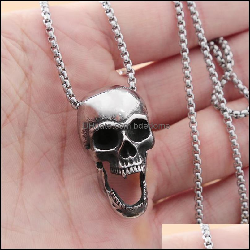

Pendant Necklaces Pendants Jewelry Gothic Vampire Skl Necklace Punk Hip Hop Stainless Steel Biker Men Dml