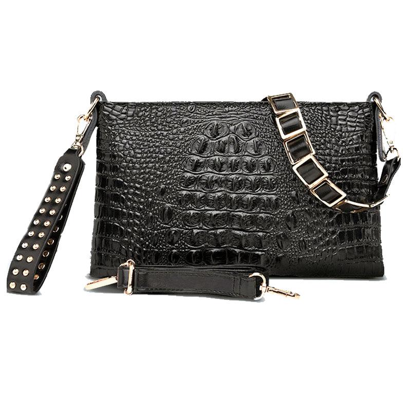 

Evening Bags Genuine Leather Handbag Crocodile Luxury Ladies Clutch Brand Designer Women Messenger Shoulder Crossbody Purse BlackEvening, Black