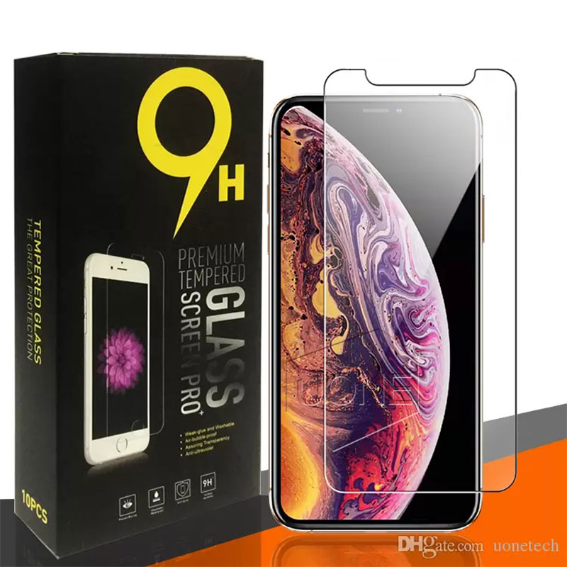 

Screen Protector for iPhone 14 13 12 11 Pro Max XS XR Tempered Glass for 7 8 Plus LG stylo 6 Film 0.33mm With Paper Box