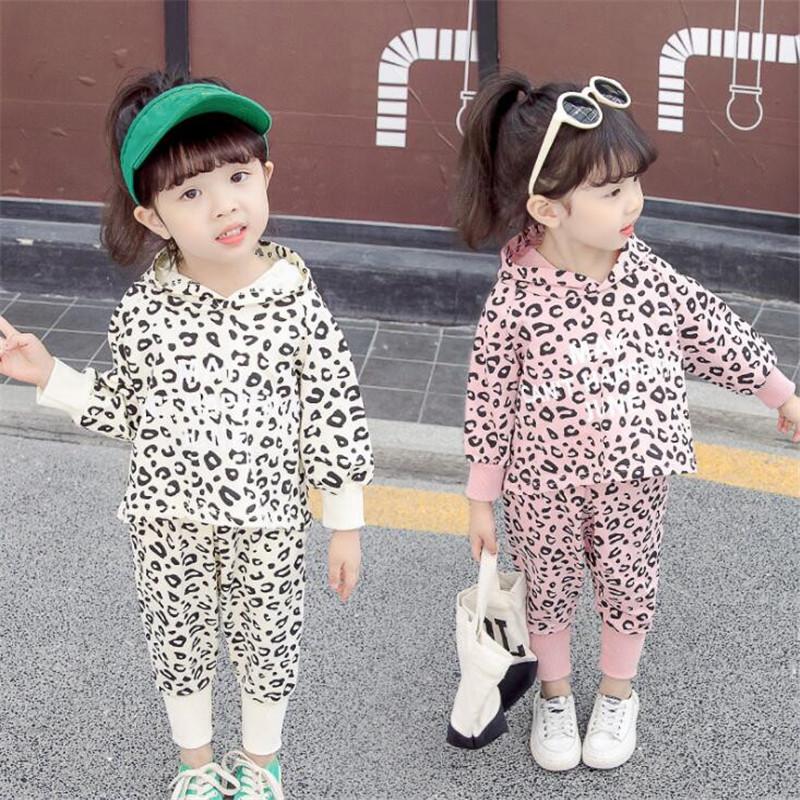 

Clothing Sets Autumn Clothes For Kids Girls Casual Long Sleeve Letter Print Leopard Outfits Two Piece Top & Pants, Pink
