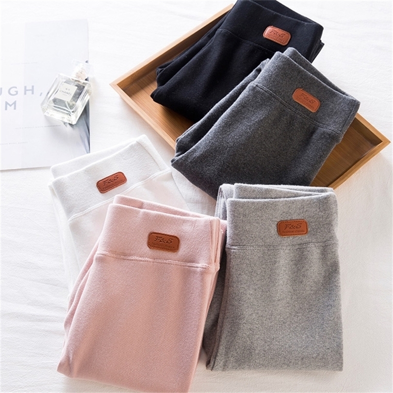 

Spring Autumn Women Elastic Slim Leggings High Quality Fashion Cotton Comfortable Legging Pants Casual Solid Color Leggings K567 201014, Beige