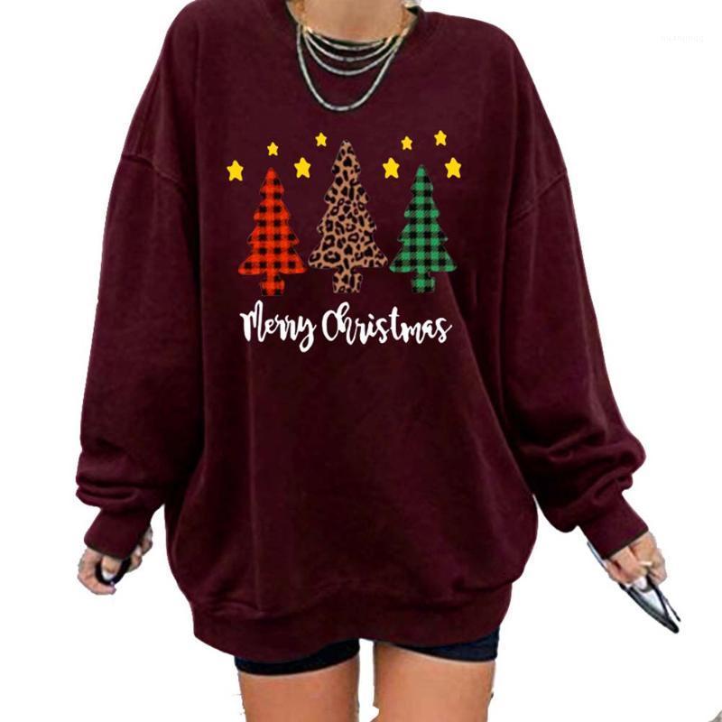 

Casual Women Christmas Tree Printed Female Tops Streetwear Mujer Causal Ladies Full Sleeve Loose Pullover Women' Hoodies & Sweatshirts, Black
