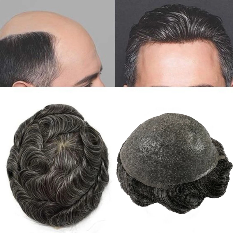 

Indian Men Toupee Remy Human Hair Pieces V Loop 0.04-0.05mm Skin PU Base Prosthesis Male Wig Hair Replacement System