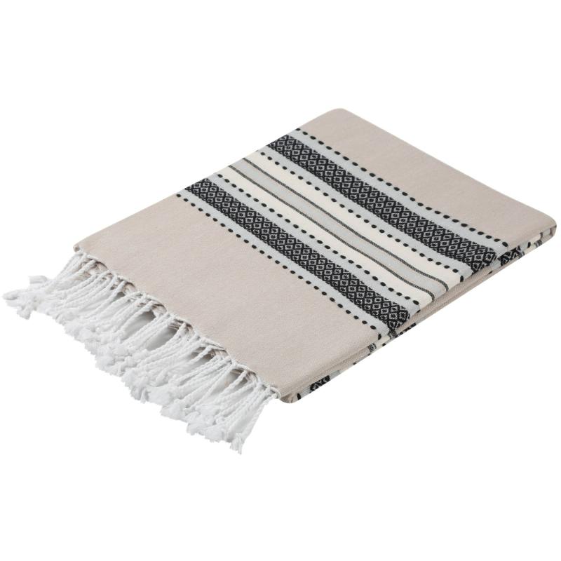 

Towel VEGAS Highly Absorbent And Soft Luxury Turkish Pestemal Bath Beach 100x180 Cm (37"x70")350 Gr(0.77 Lbs.) %100 Cotton Beige, Grey