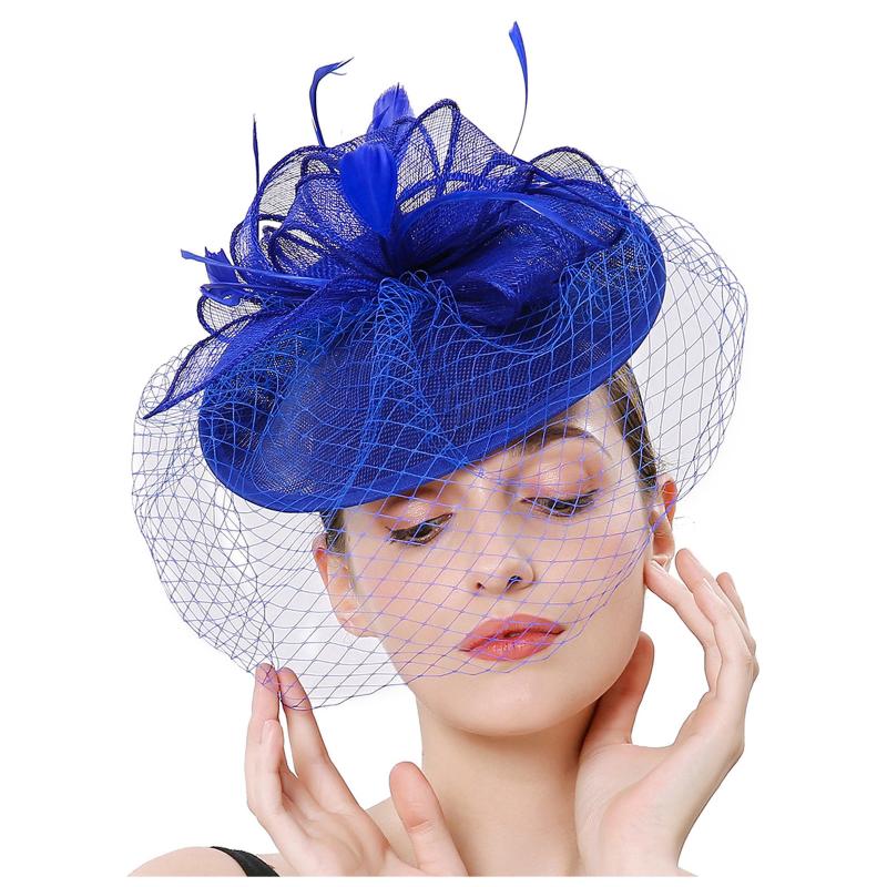 

Berets Women Girls Mesh Fascinators Hat Cocktail Party Headband Headpiece Elegant Wedding FascinatorsBerets