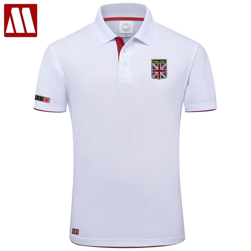 

High Quality MYDBSH Brand Summer Short Sleeve Polo Shirt Man Fashion Union Flag Embroidery Casual Men's Polo Shirts Cotton Tops 220402, White wine