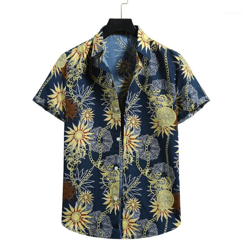 

Men Clothing 2022 Men' Casual Blouse Short Sleeve Hawaiian Beach Flower Tee Shirt Male Tops Camisa Masculina Shirts, Black