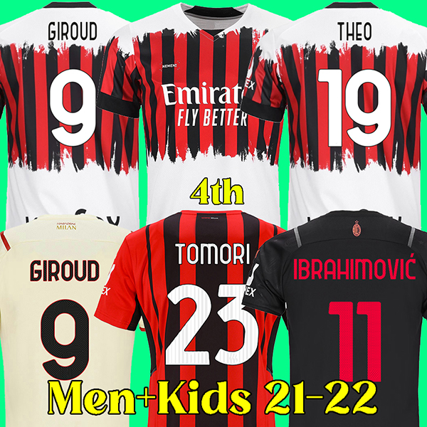

21 22 AC soccer jersey milan 4th GIROUD TOMORI IBRAHIMOVIC KESSIE football shirt 2021 2022 TONALI BENNACER REBIC Camiseta de futbol ROMAGNOLI LEAO, Kids