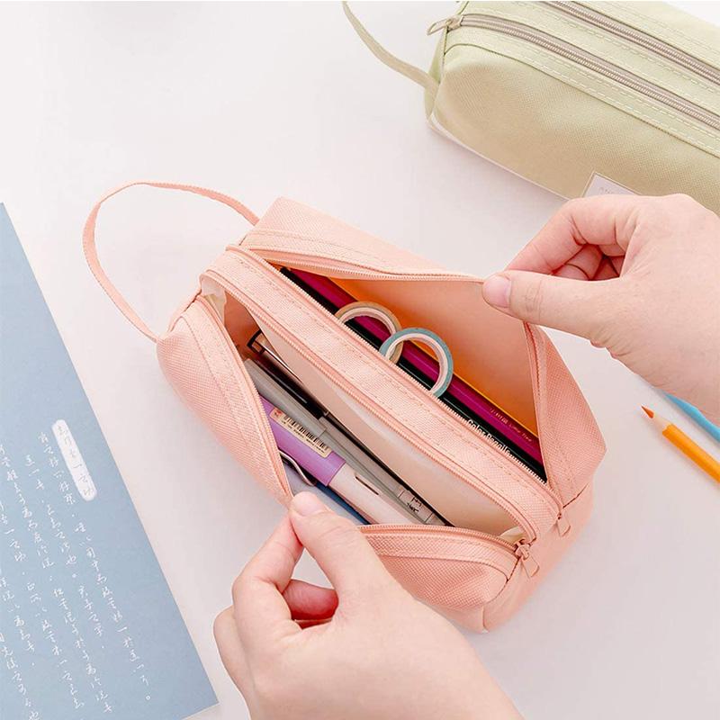

Storage Bags Large Capacity Pencil Case Pen Bag Canvas Stationery Organizer For Cosmetic Travel Student Coin Pouch