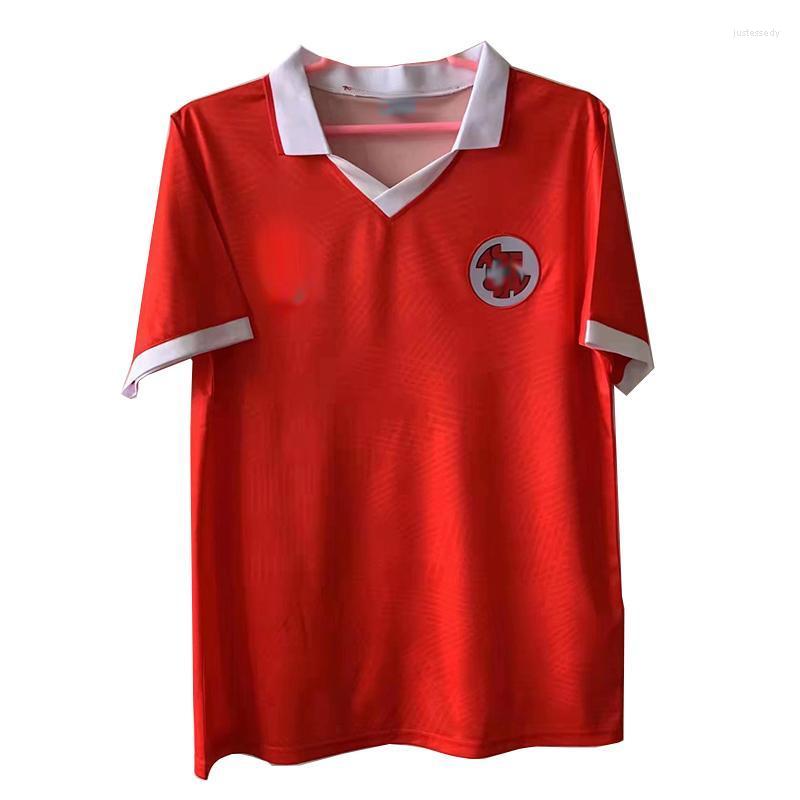 

Men' T-Shirts Old Clothes Switzerland Style T-shirt 1994 Custom Schweiz Red 1995 Suisse Jersey Trikot Maillot High QualityMen' Just22, No name no number