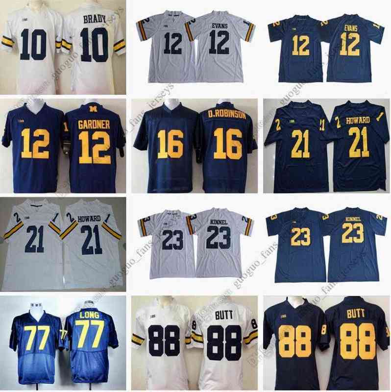 

NCAA Michigan Wolverines Football Jersey Tom Brady Chris Evans Denard Robinson Desmond Howard Tyree Kinnel Jacke Long Jake Butt High Quality, As picture