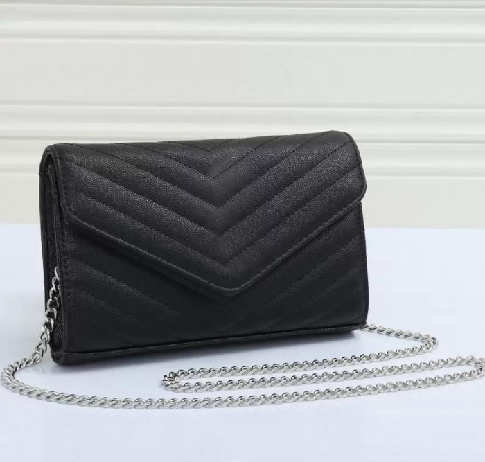 

high qulity women Crossbody bag designer Shoulder Bags Messenger lady Fashion Cross Body Bags Handbag female Tote Satchel Purse gold silver chain 2068#, Black