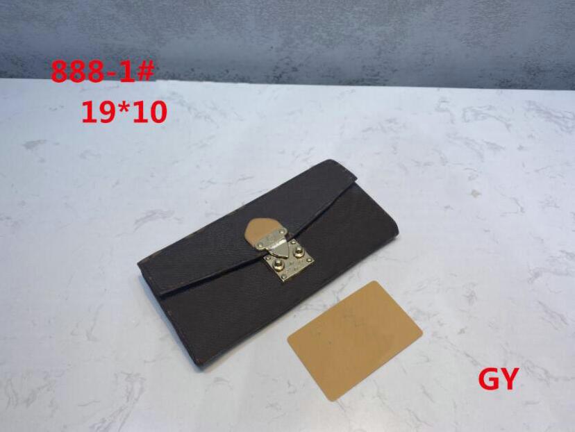 

5A designer Long Purses Women Men Wallets button Bag Leather Black Luxury Wallet flower Purse Fashion Card Holders Designer Pocket, Brown/flowers