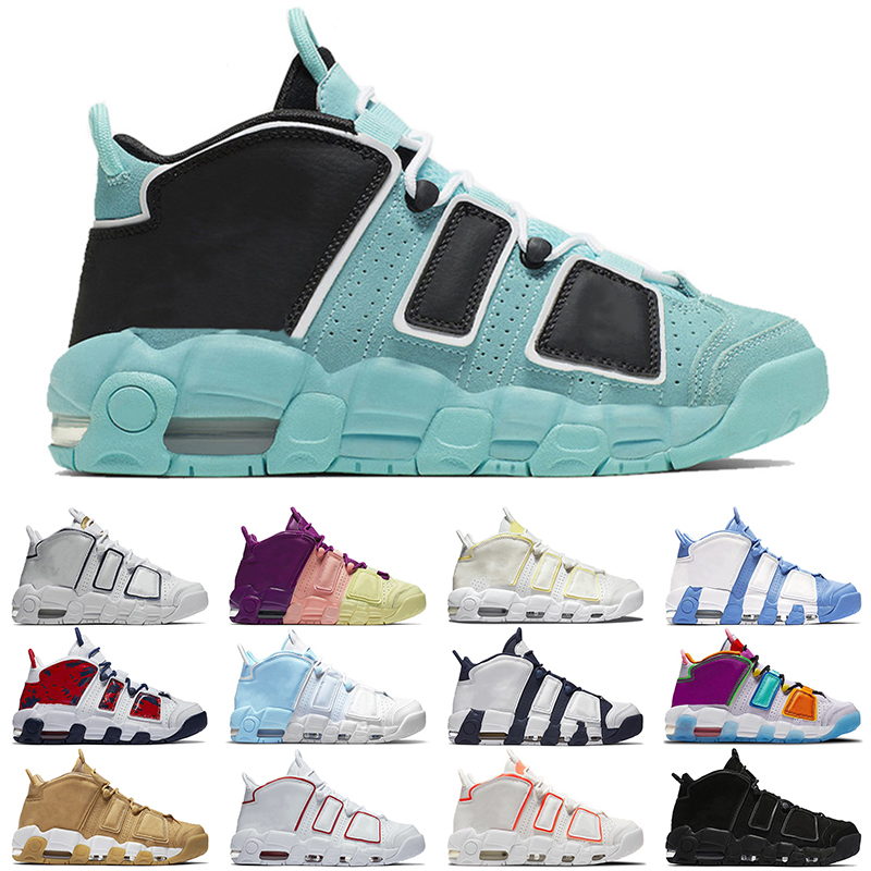 

men women Uptempo Light Aqua Basketball Shoes University Blue Lucky Charms Bred Island Green Sunset mens trainer, # 13