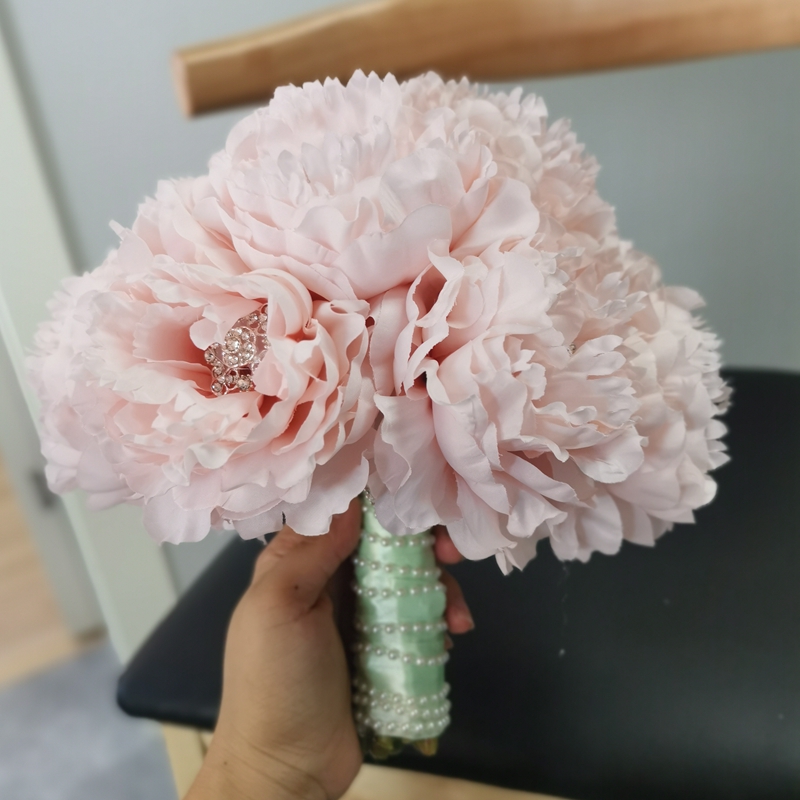 

Round Wedding Flowers Pink Artificial peony Flowers Bride Bouquet Bridesmaid Mariage Party Decoration