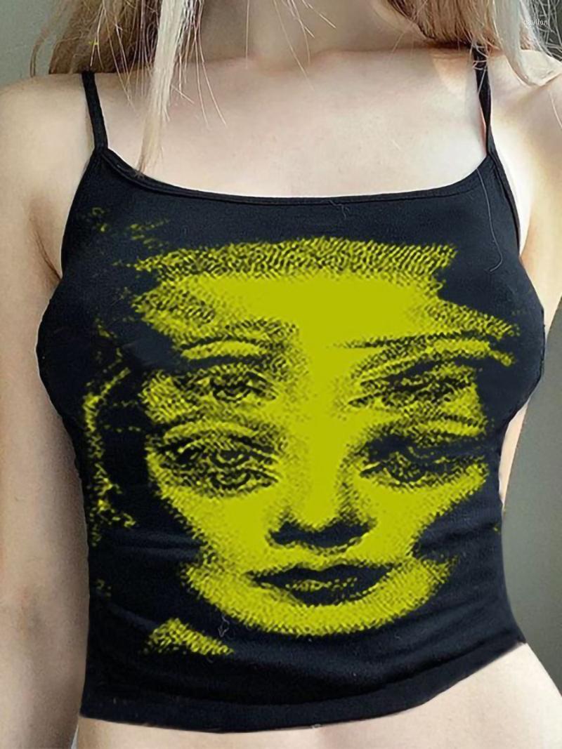 

Women's Tanks & Camis Fashion Women Crop Camisole Sling Woman Portrait Low Chest Short Tops Ladies Summer Slim Navel, Black