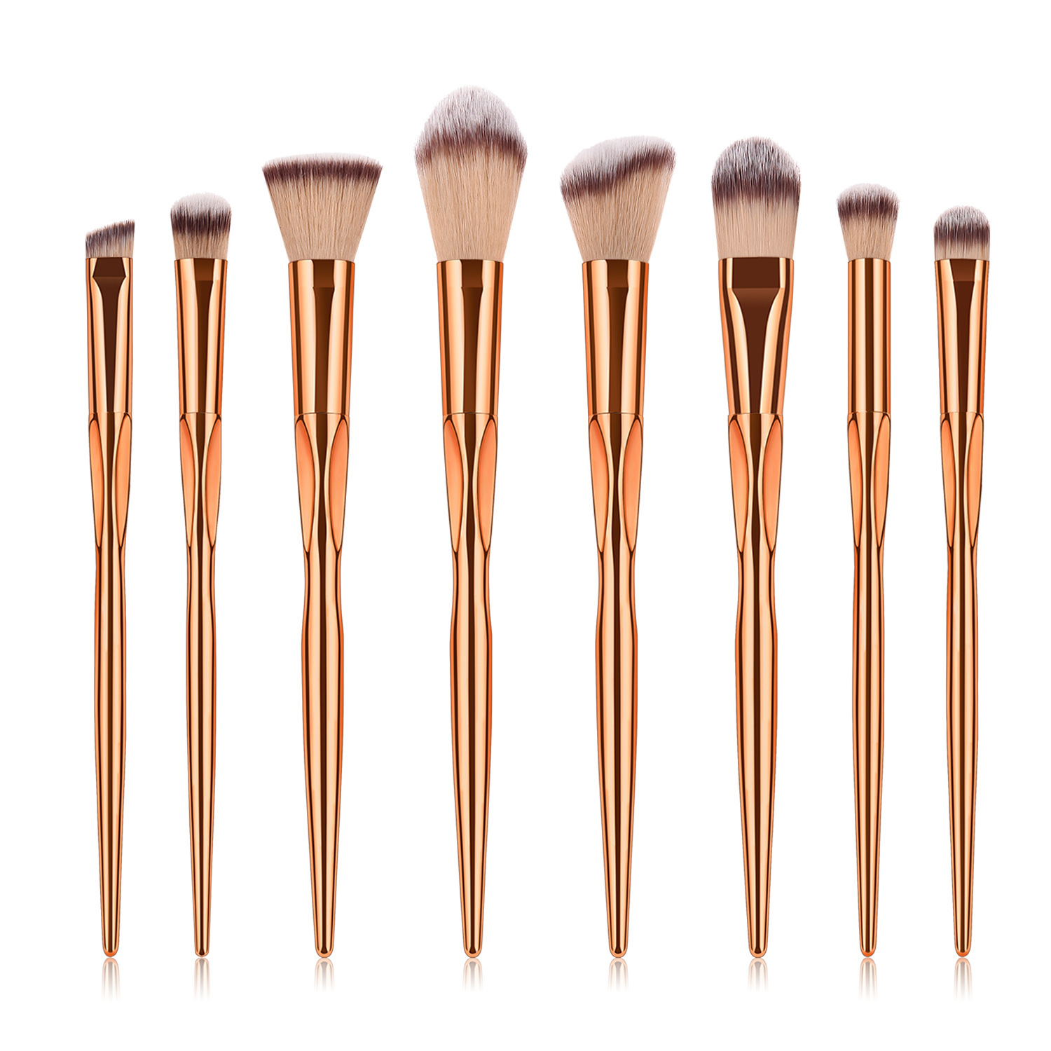 8 Makeup Brush Sets Premium Plating Rose Gold Private Label Skin-friendly Cosmetic Power Brush Make Up Set Beauty Tool