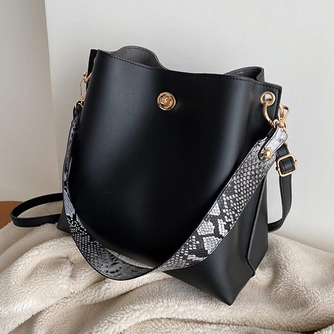 

Evening Bags Casual Pu Bucket Bag For Women Handbags Large Capacity Fashion Serpentine Strap Female Shoulder Ladies Messenger BigEvening, Brown