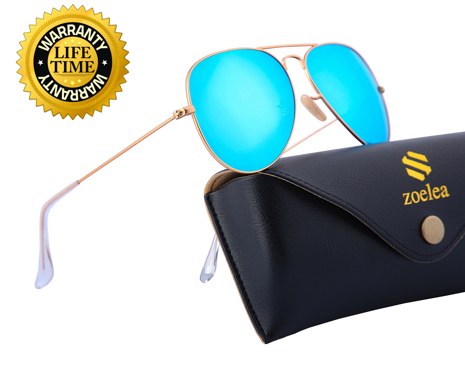 

Designer Pilot Sunglasses for men women Real Glass Mirror Lens Metal Frame UV400 Protection Brand Shades with Leather Box