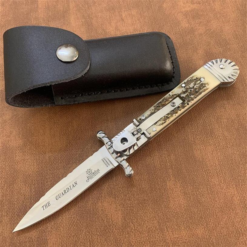 

The EDC edtion Hubertus Knife Italy GUARDIAN Swing Guard with Acrylic stag polish finish blade Folding Pocket Knives 8 9 Inch Tool246P