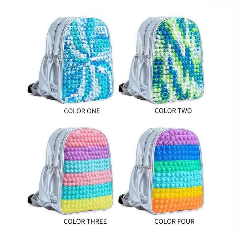 

Evening Bags Pop Its Backpack Decompression Design Backpack Bag Gray Cute Rainbow Pop Fidget Bookbag Back to School y0530, Bee-022