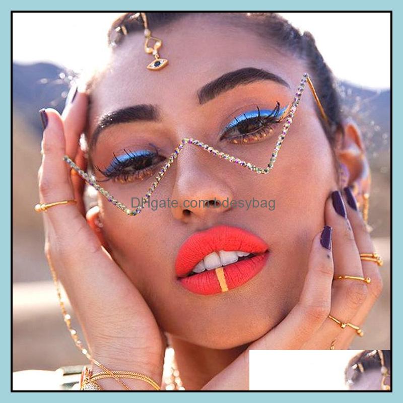 

Fashion Sunglasses Frames V-Shaped Diamond Inlaid Triangle Glasses Cats Eye Frame Womens Punk Party Beach Women Drop Delivery 2021 Accessori