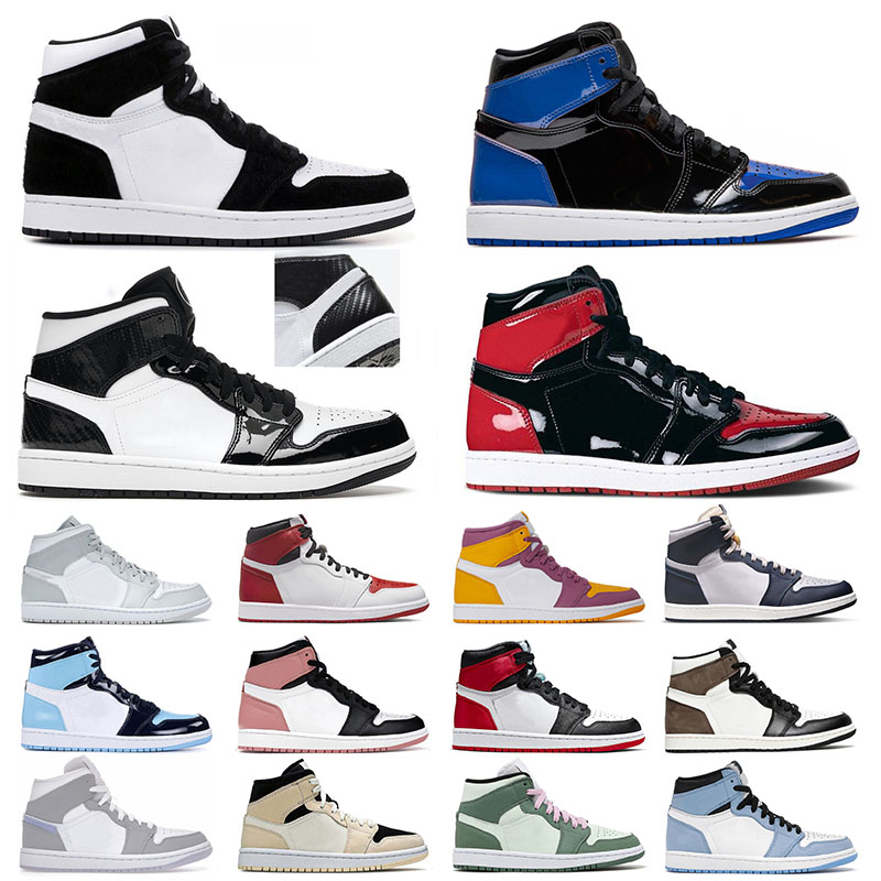 

Mens Womens 1 1s Jumpman Basketball Shoes Panda High University Blue Mid Dutch Green Carbon Fiber Designer Sports Sneakers Trainers Size 36-46, # 36-46 university blue
