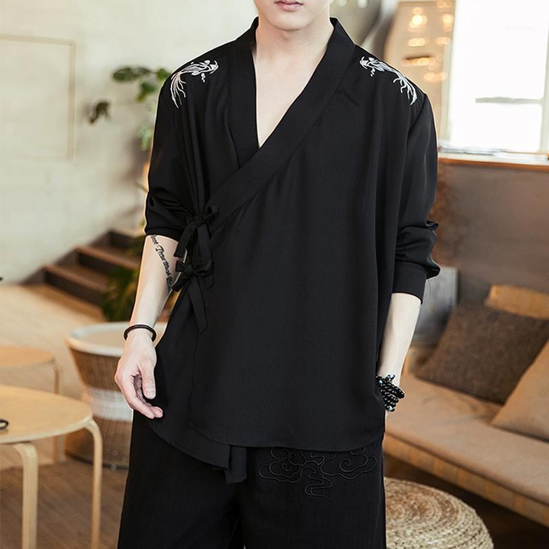 

Men Shirt 2022 Man Solid Belt Shirts Long Sleeve Cotton Linen Casual Slim Fit Male Fashions Chinese Style Clothing Men's, Black