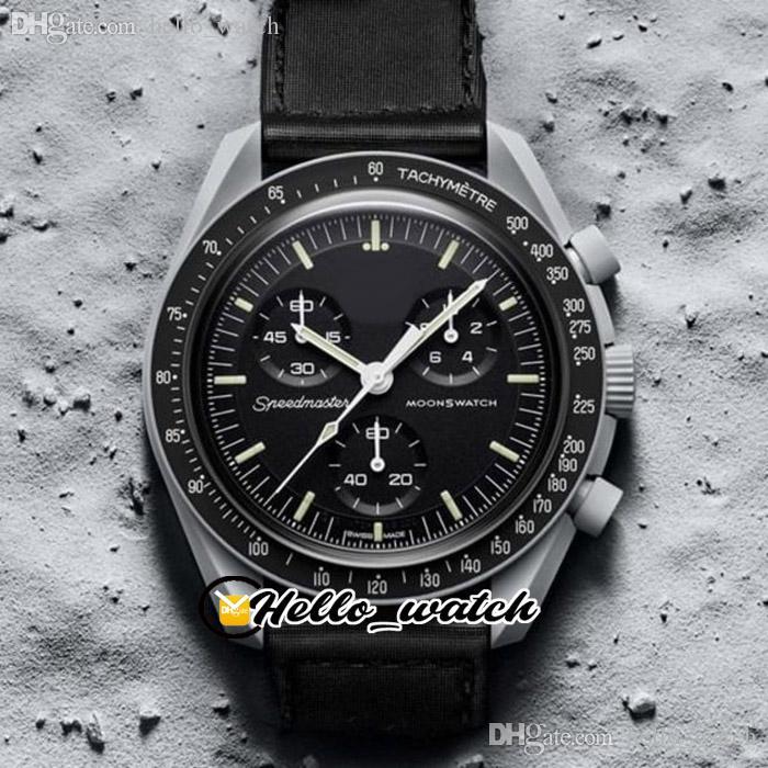 

Bioceramic Moonswatch Swiss Quqrtz Chronograph Mens Watch SO33M100 Mission To Moon 42 Real Gray Ceramic Black Nylon With Box Stopwatch Super Edition Hello_watch E5, #2-mercury