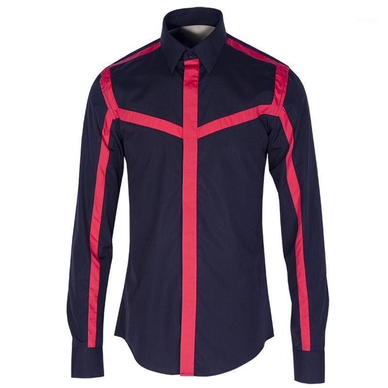 

Brand Men Shirt Luxury Splicing Long Sleeve Mens Dress Shirts Fashion Casual Plus Size 4xl Slim Fit Man Men's, White