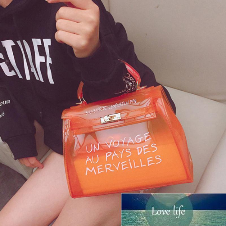 

Clear PVC Jelly Women Handbags Candy Color Transparent Shoulder Messenger Bags for Lady Girls Purse Letter Large Capacity, Black