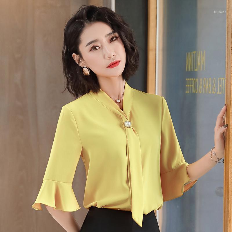 

Fashion Office Ladies Work Blouses For Women Summer Top OL Style Half Sleeve Women' & Shirts, Blouse only