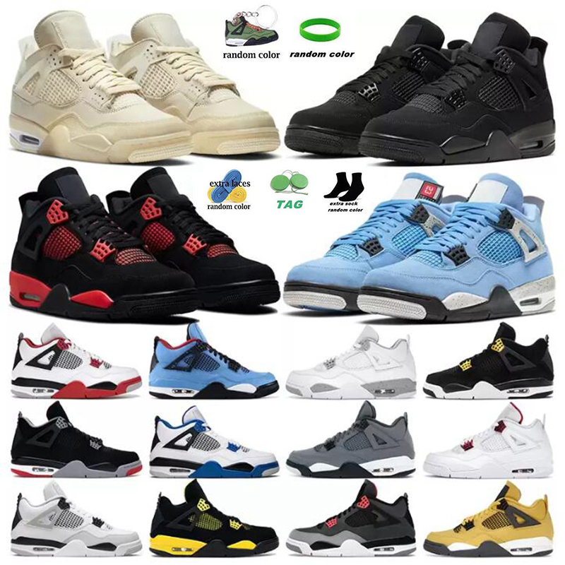 

Men Women Basketball Shoes 4 4s Red Thunder Sail Black Cat White Oreo Pure Money Infrared Military Metallic Purple Cool Grey Motorsports Mens Sneakers, Color 25
