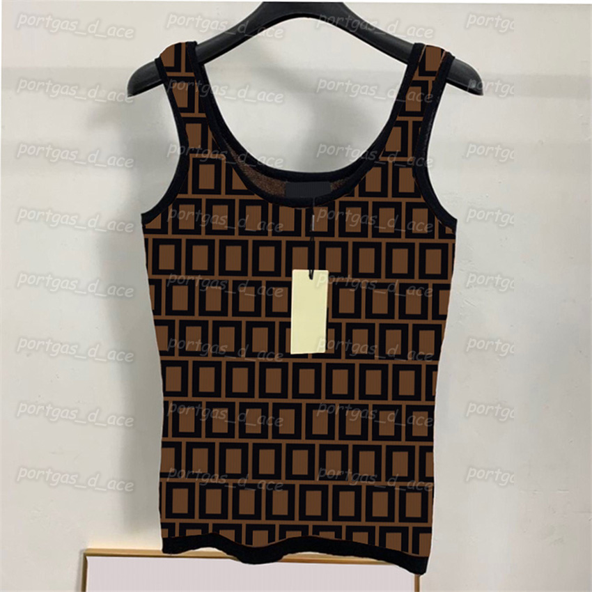 

Letters Womens Knit Tanks Vintage Sleeveless Knitted Tops Fashion Street Style U Neck Knit Vest, Brown .