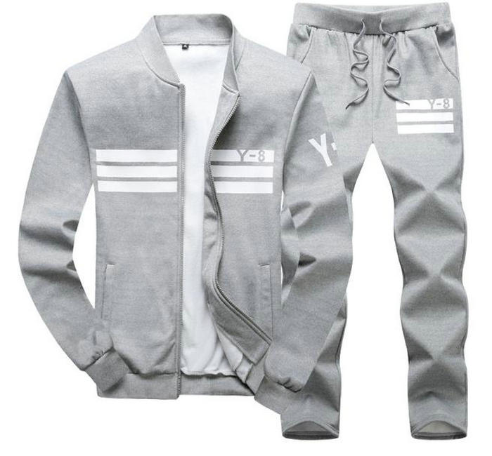 

2022 Spring Autumn Men Tracksuit Casual Two Pieces Set Printed Men's Set Baseball Jacket+Pants Clothing Fashion Track Suit Mens, Gray