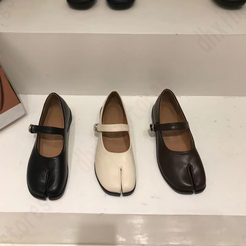 

Mm Designer Genuine Leather Shoes Woman Split Toe Flats Tabi Toe Shoe Women Espadrilles Cozy Soft Soled Riband Ballerina Loafers - LF, Customize