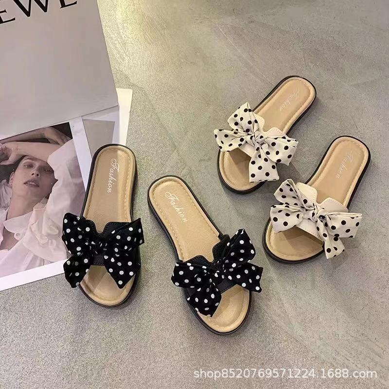 

bow wear ladies summer fashion beach shoes sandals flat flash slippers M51 220613